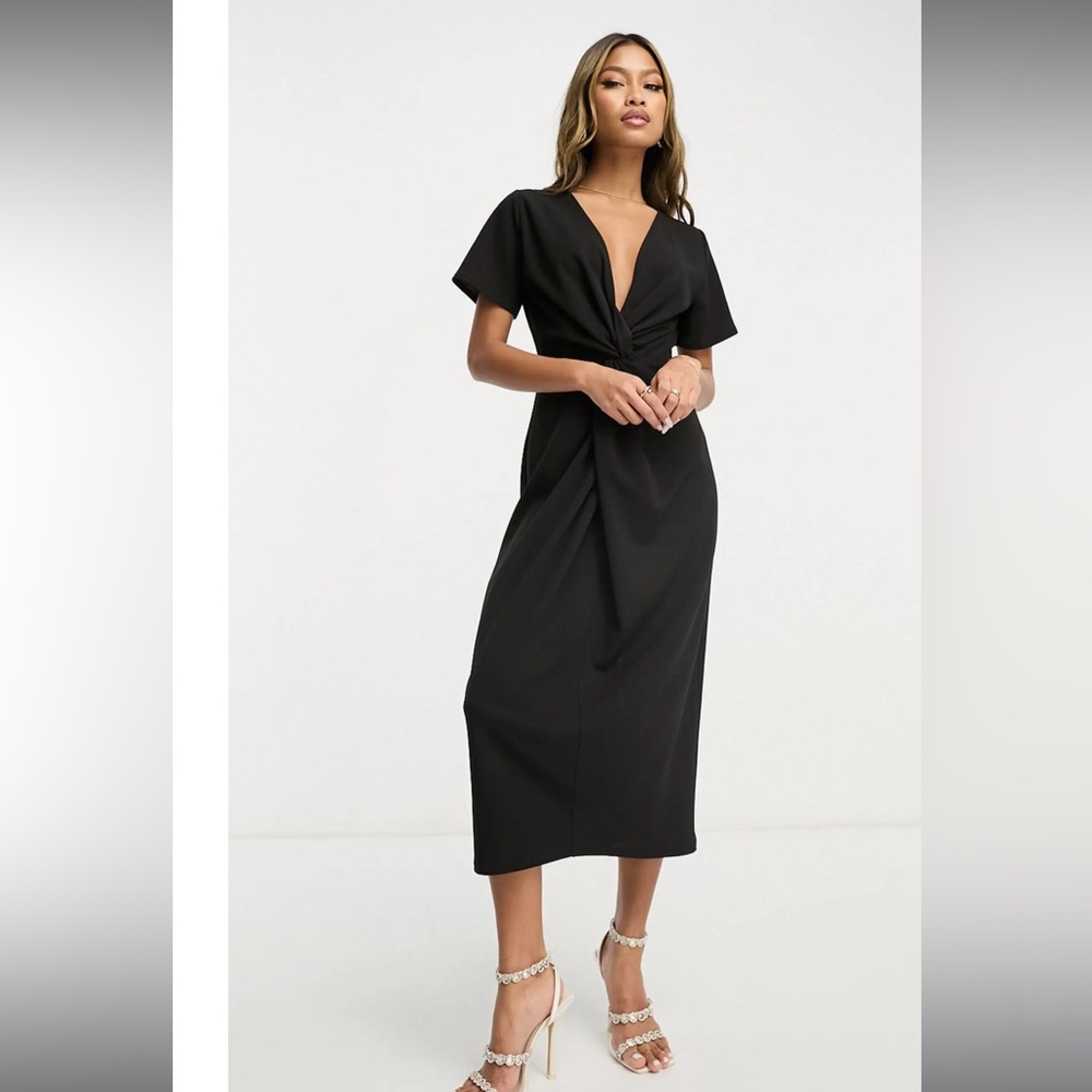 ASOS DESIGN Twist Front Cotton Knit Dress